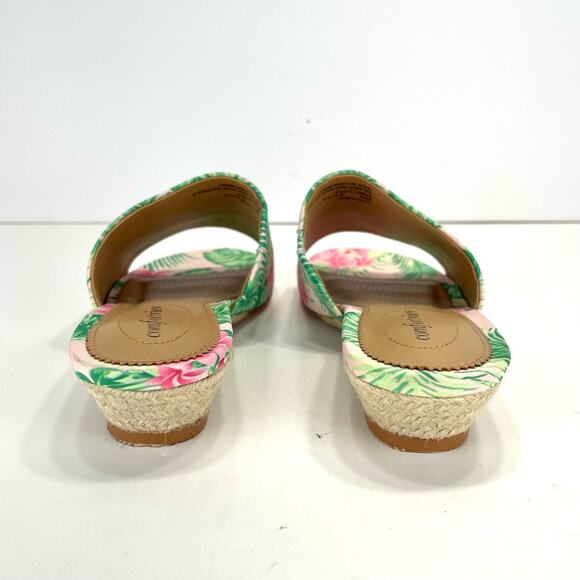 Comfortview Capri Wedge Slide Sandal Sz 8 WW Green & Pink Floral Espadrille New - Picture 12 of 16